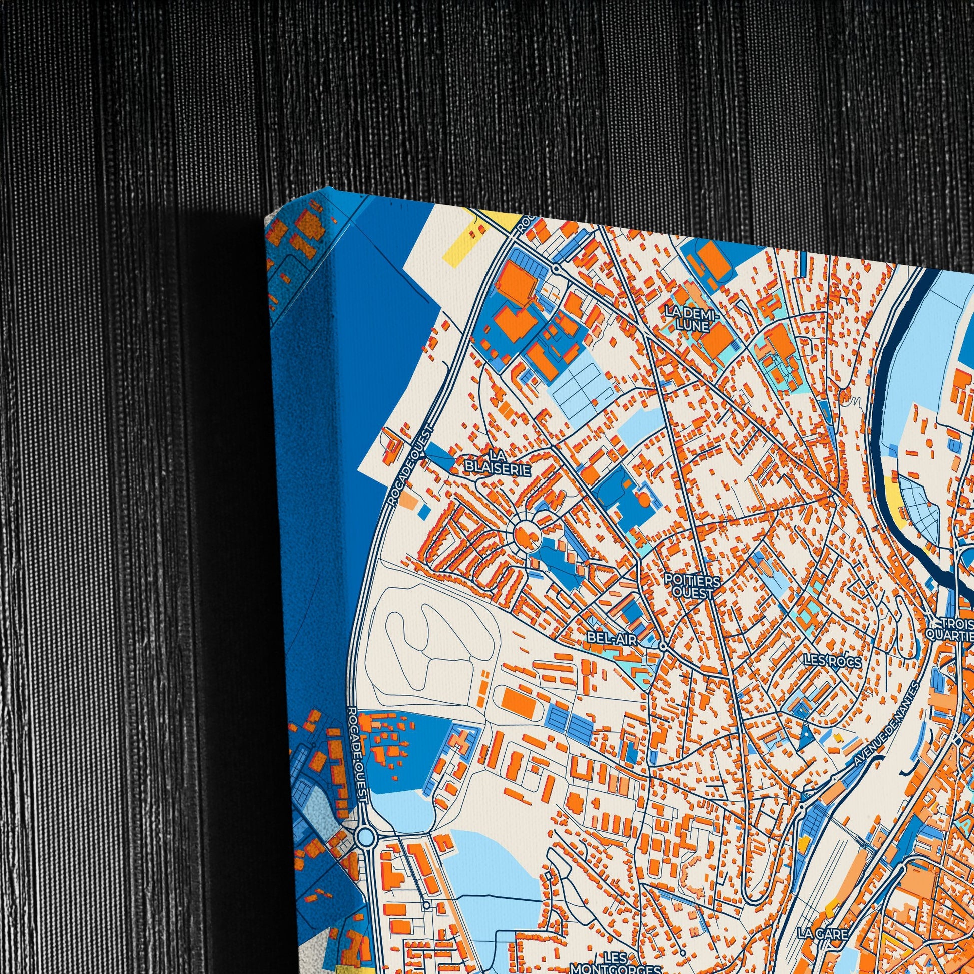 Poitiers France Colorful City Map Canvas Print Detail