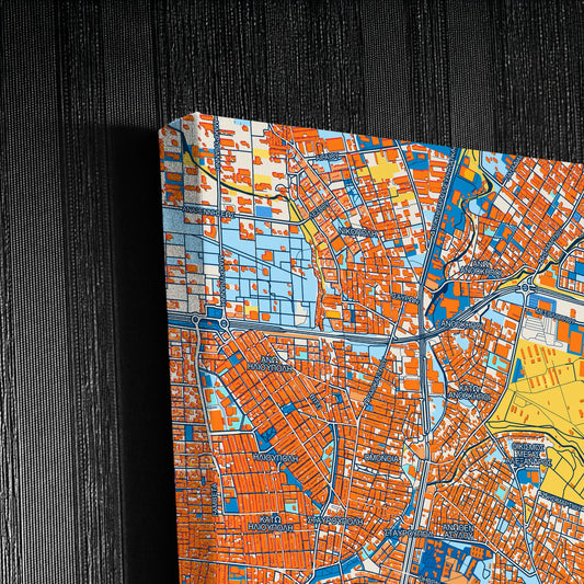 Polichni Greece Colorful City Map Canvas Print Detail