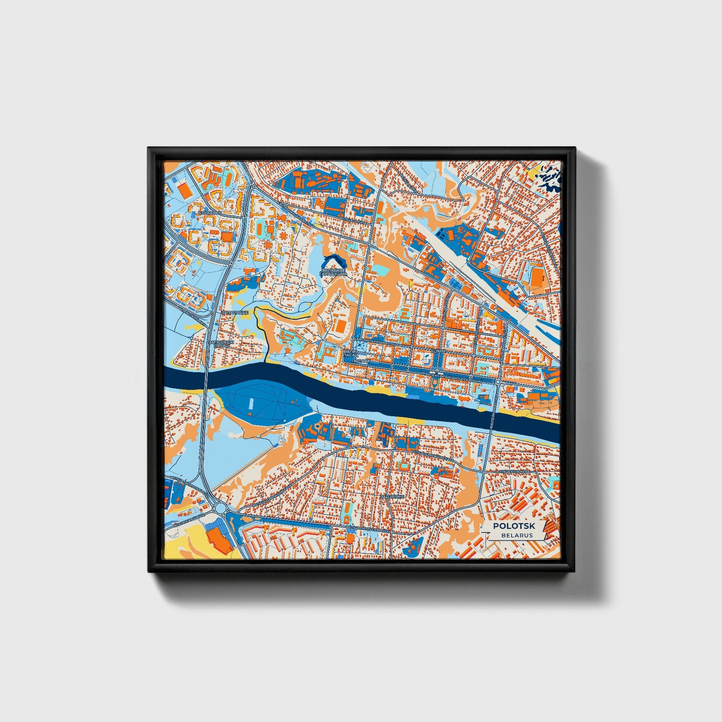 Полоцк Belarus Colorful City Map Canvas Print • Black Framed