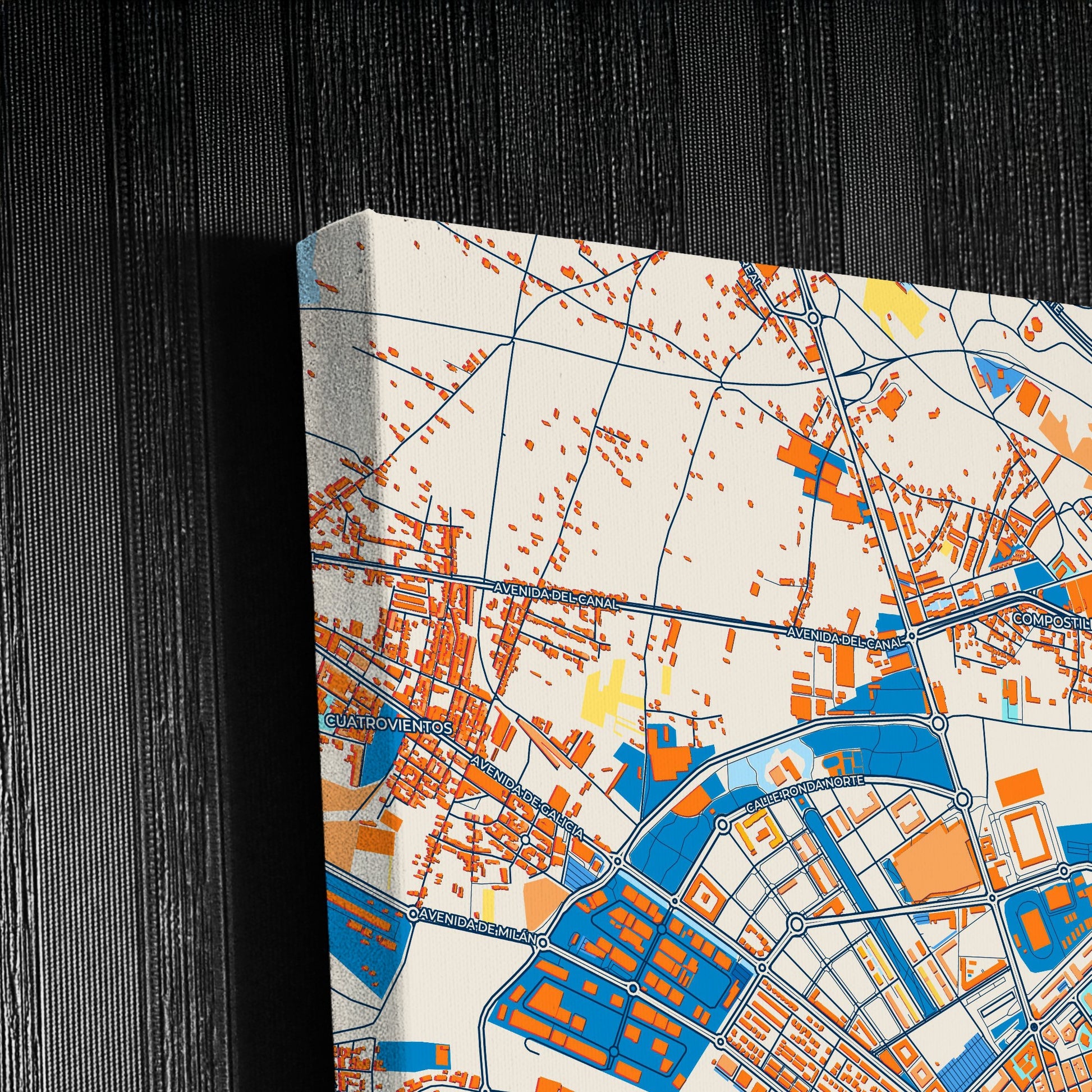 Ponferrada Spain Colorful City Map Canvas Print Detail