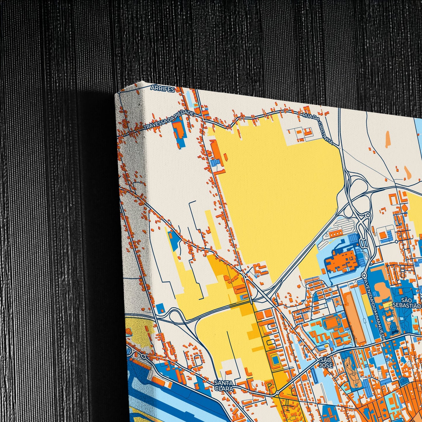 Ponta Delgada Portugal Colorful City Map Canvas Print Detail