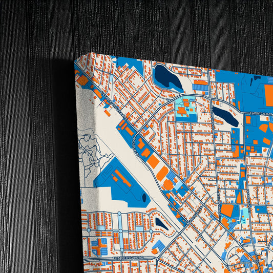 Pontiac Michigan Colorful City Map Canvas Print Detail