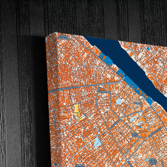 Pontianak Indonesia Colorful City Map Canvas Print Detail
