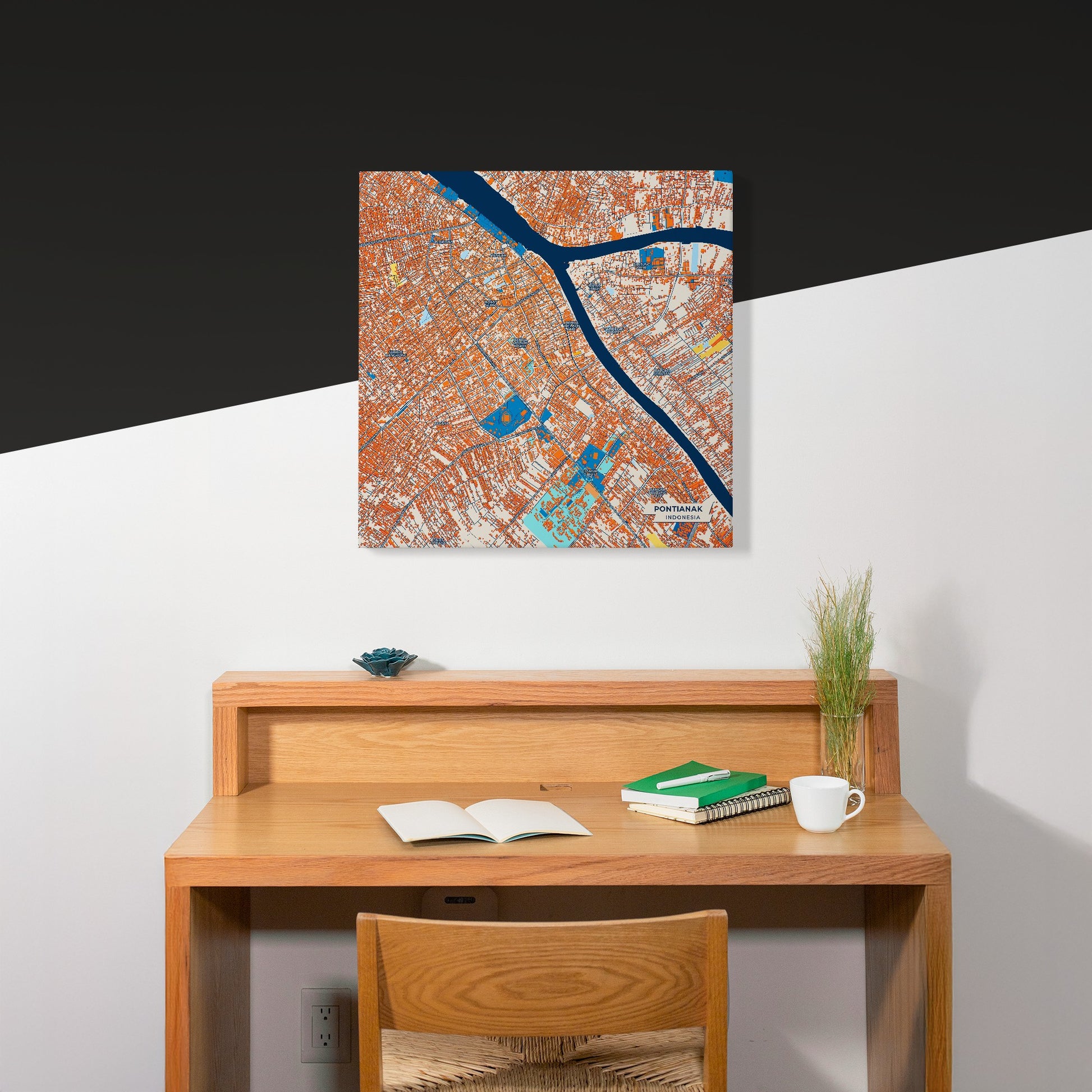 Pontianak Indonesia Colorful City Map Canvas Print Scene