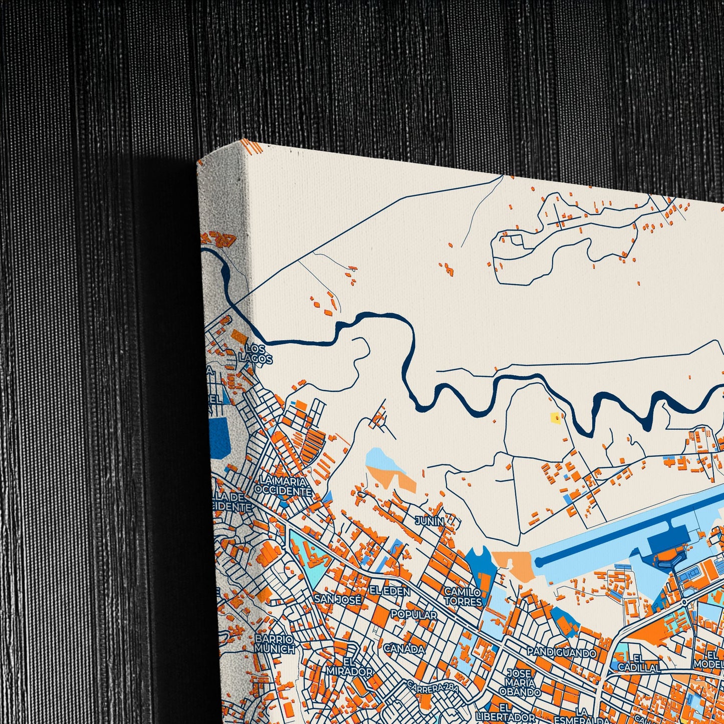 Popayan Colombia Colorful City Map Canvas Print Detail