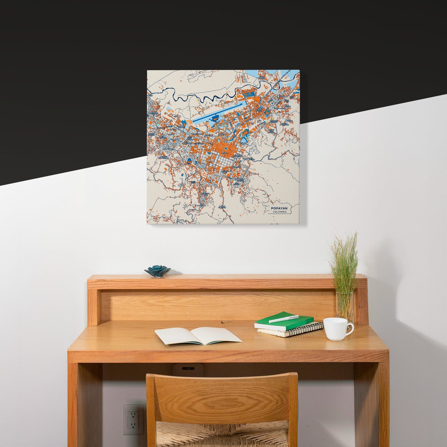 Popayan Colombia Colorful City Map Canvas Print Scene