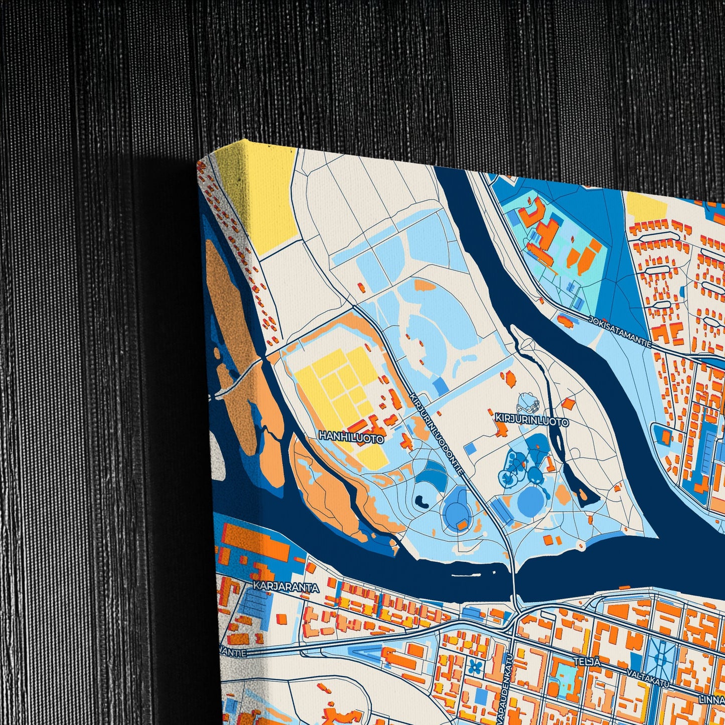 Pori Finland Colorful City Map Canvas Print Detail