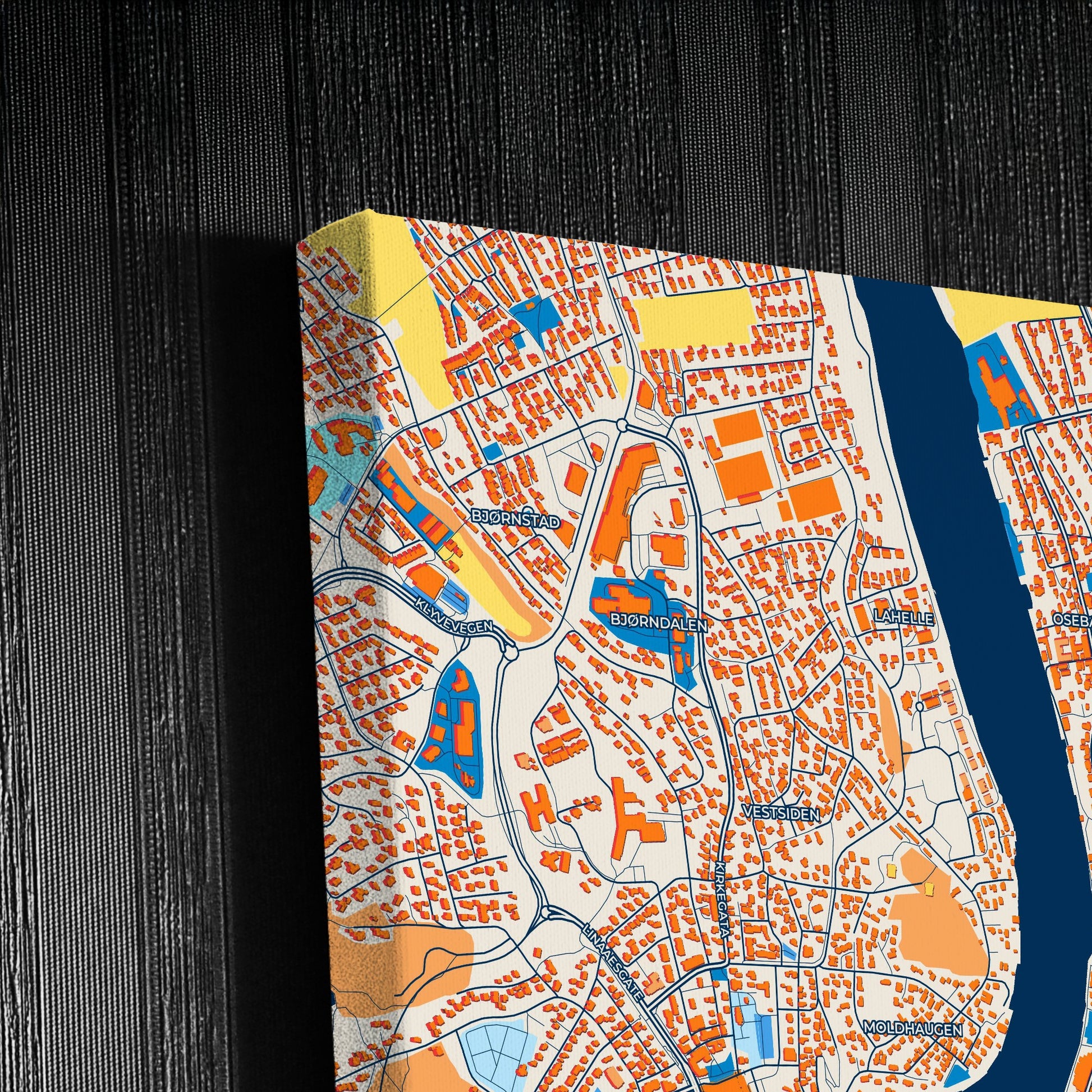 Porsgrunn Norway Colorful City Map Canvas Print Detail