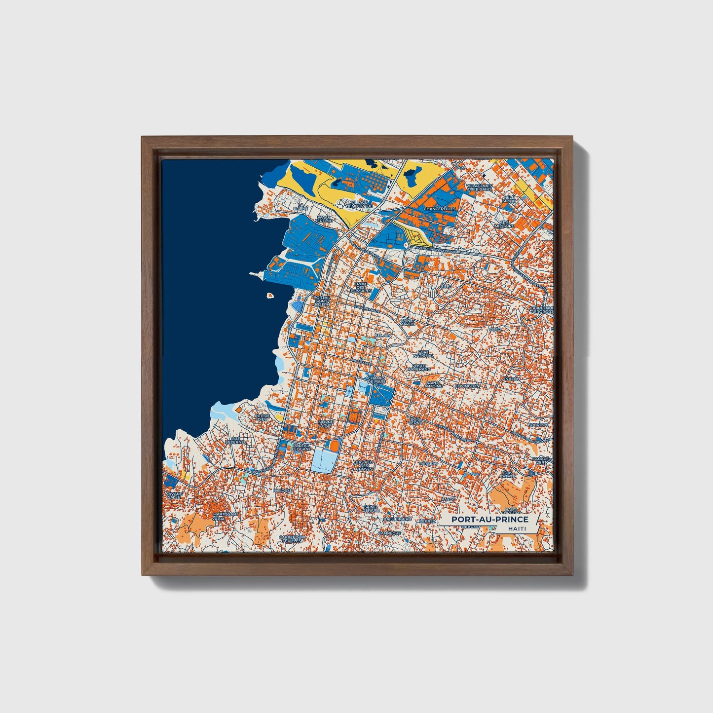 Port-Au-Prince Haiti Colorful City Map Canvas Print • Dark Wooden Framed