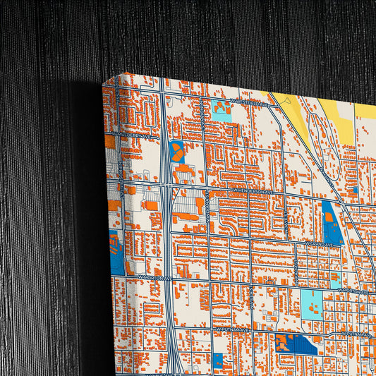 Porterville California Colorful City Map Canvas Print Detail