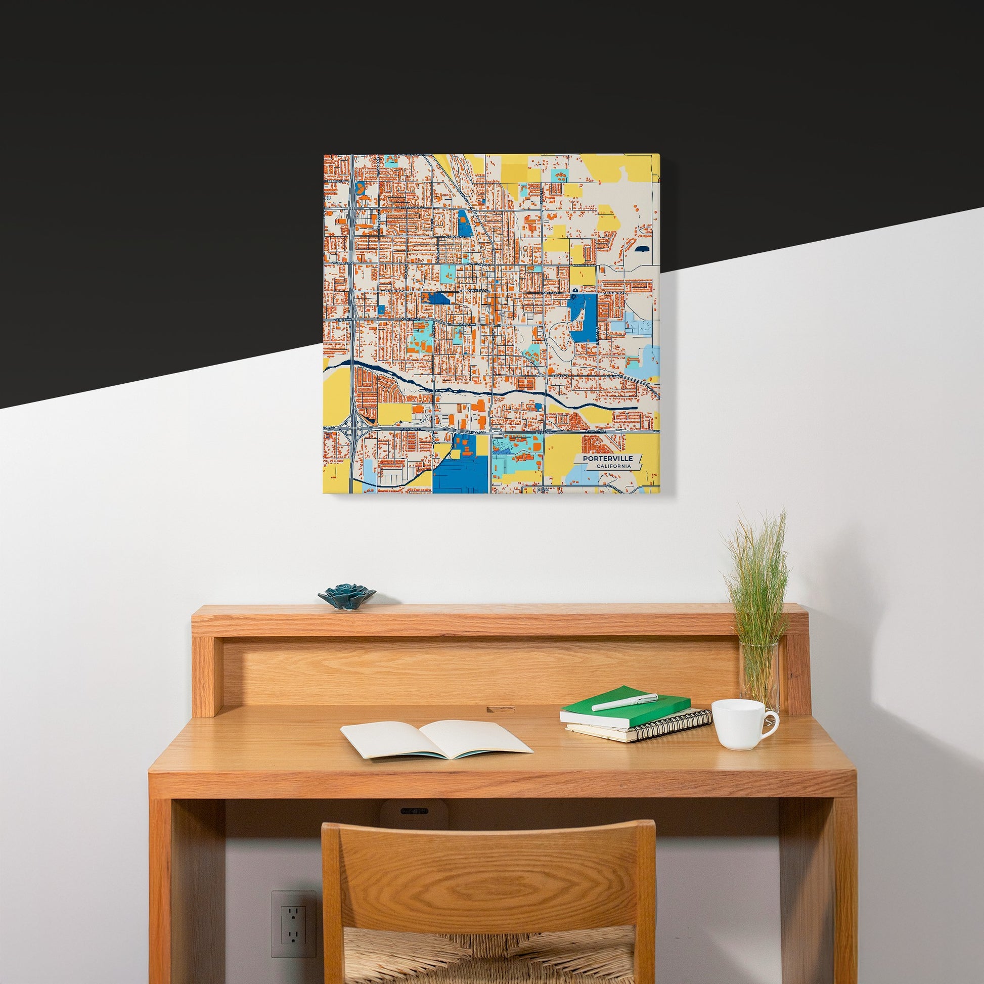 Porterville California Colorful City Map Canvas Print Scene