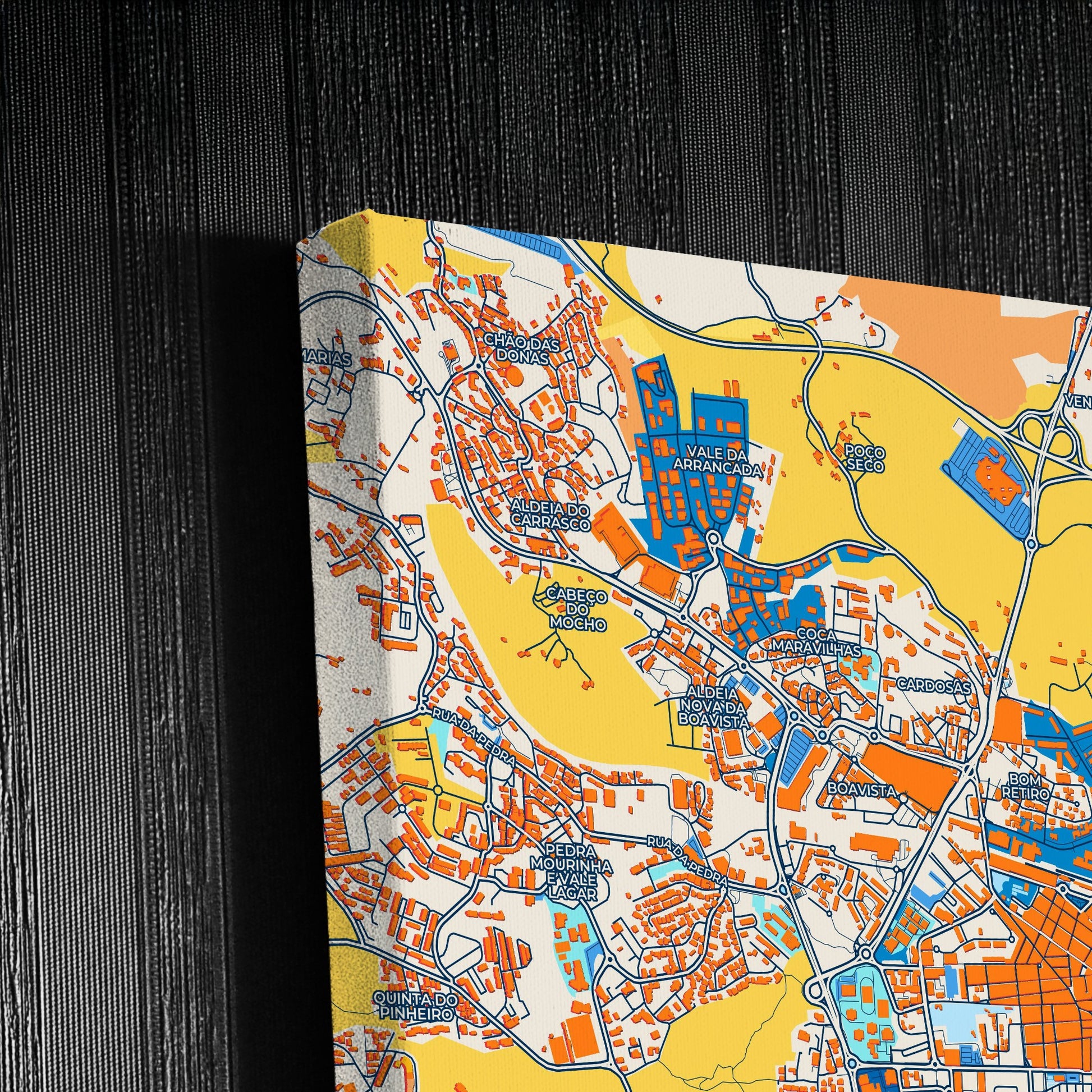 Portimão Portugal Colorful City Map Canvas Print Detail
