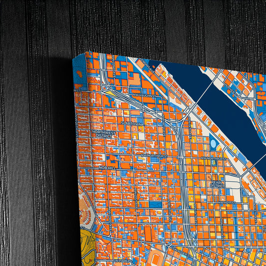 Portland Oregon Colorful City Map Canvas Print Detail