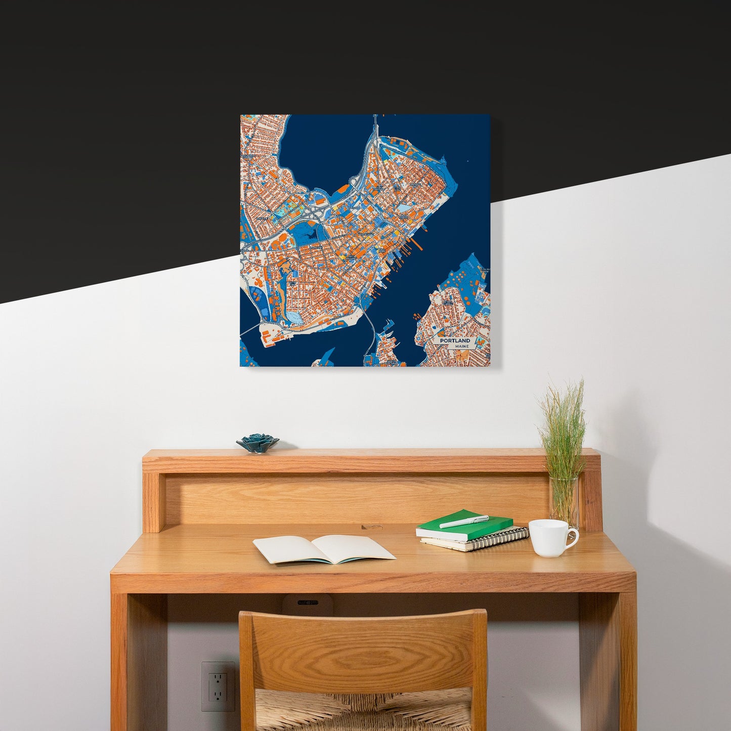 Portland Maine Colorful City Map Canvas Print Scene