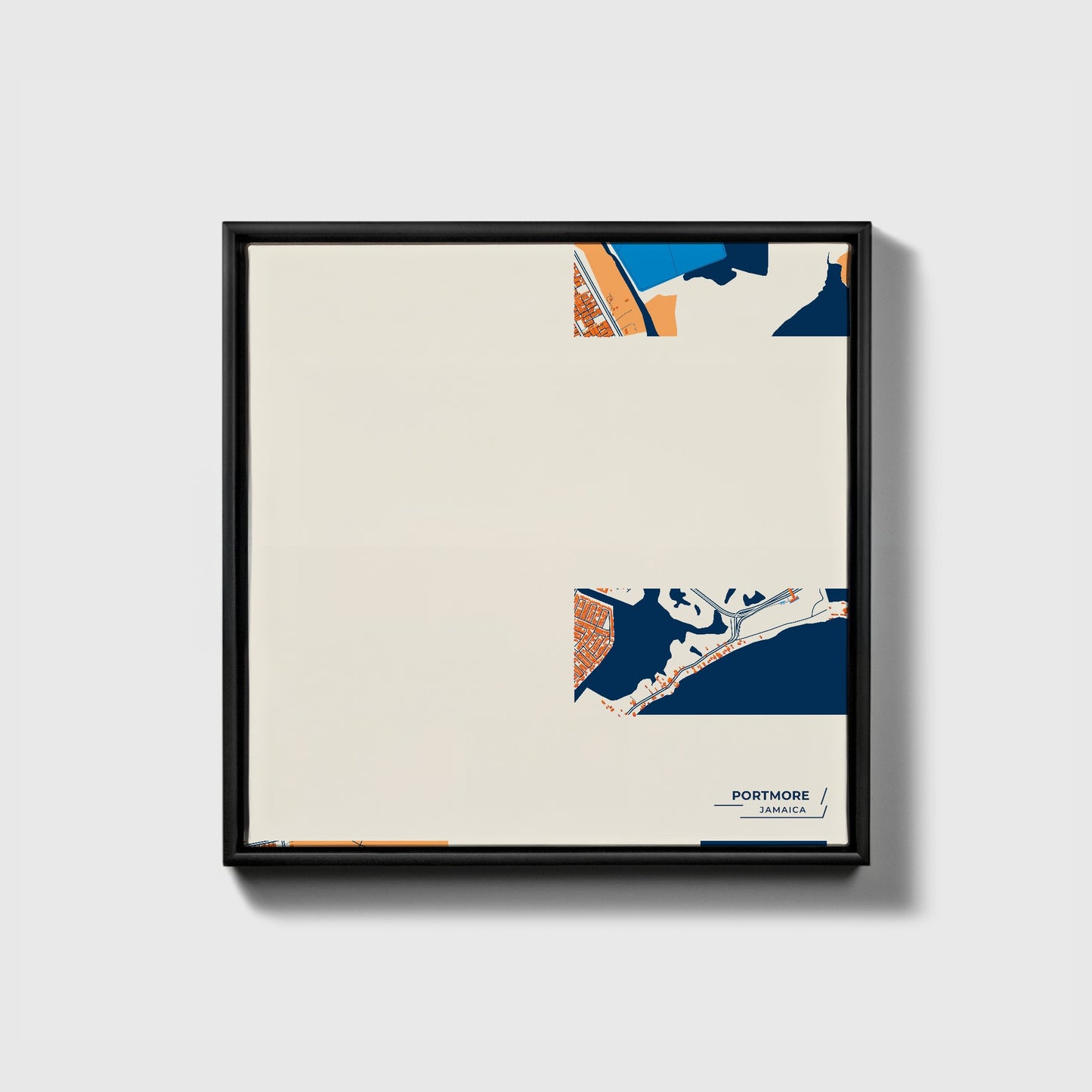 Portmore Jamaica Colorful City Map Canvas Print • Black Framed