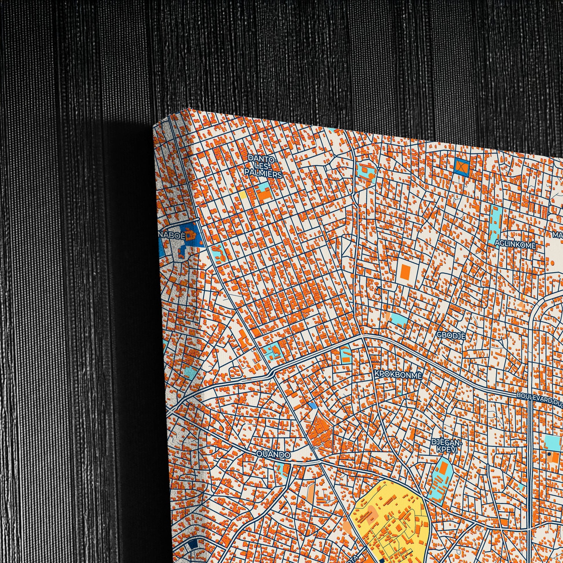 Porto-Novo Benin Colorful City Map Canvas Print Detail