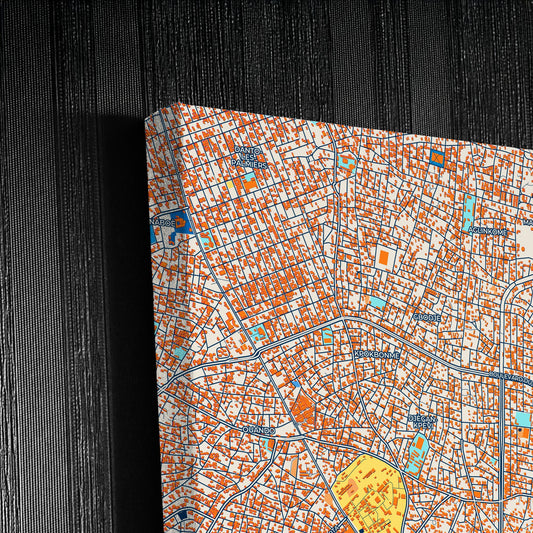 Porto-Novo Benin Colorful City Map Canvas Print Detail