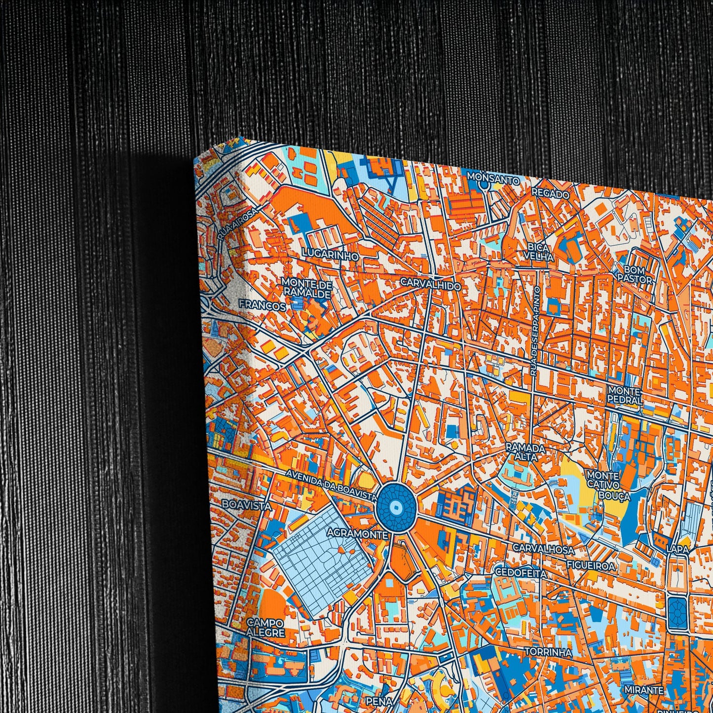 Porto Portugal Colorful City Map Canvas Print Detail