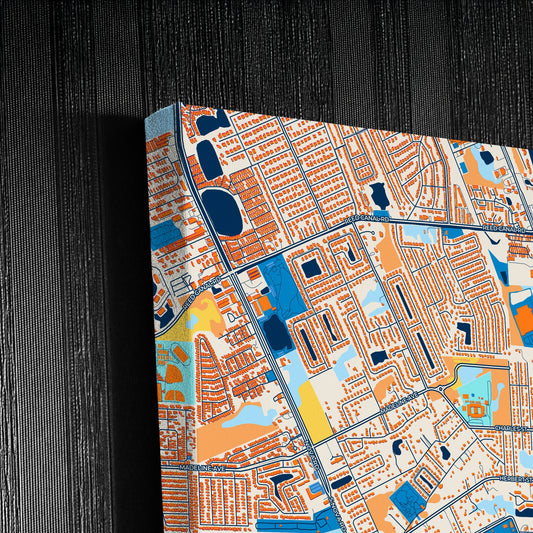 Port Orange Florida Colorful City Map Canvas Print Detail