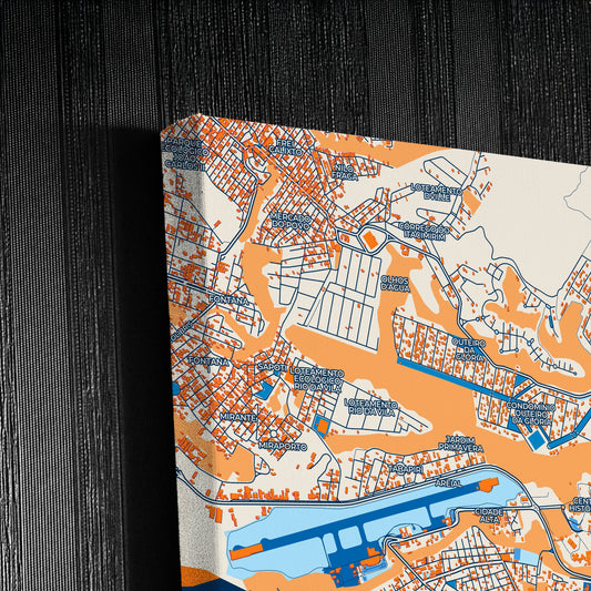 Porto Seguro Brazil Colorful City Map Canvas Print Detail