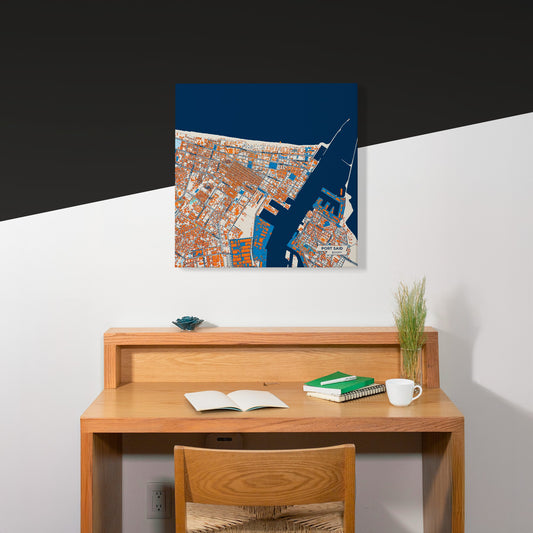 Port Said Egypt Colorful City Map Canvas Print Scene