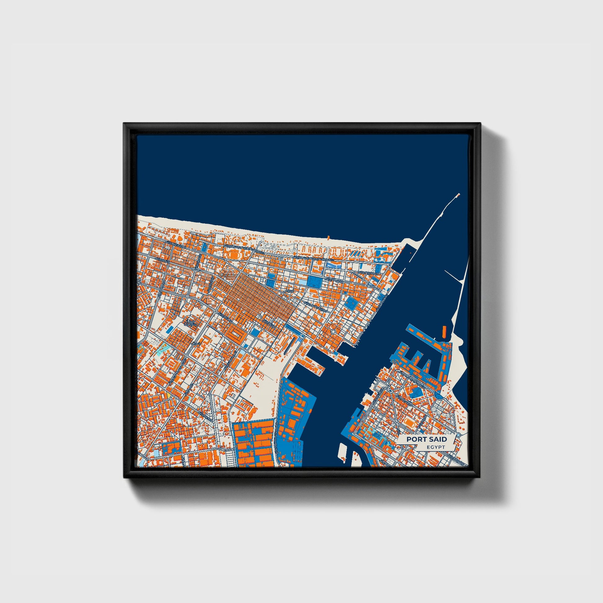Port Said Egypt Colorful City Map Canvas Print • Black Framed