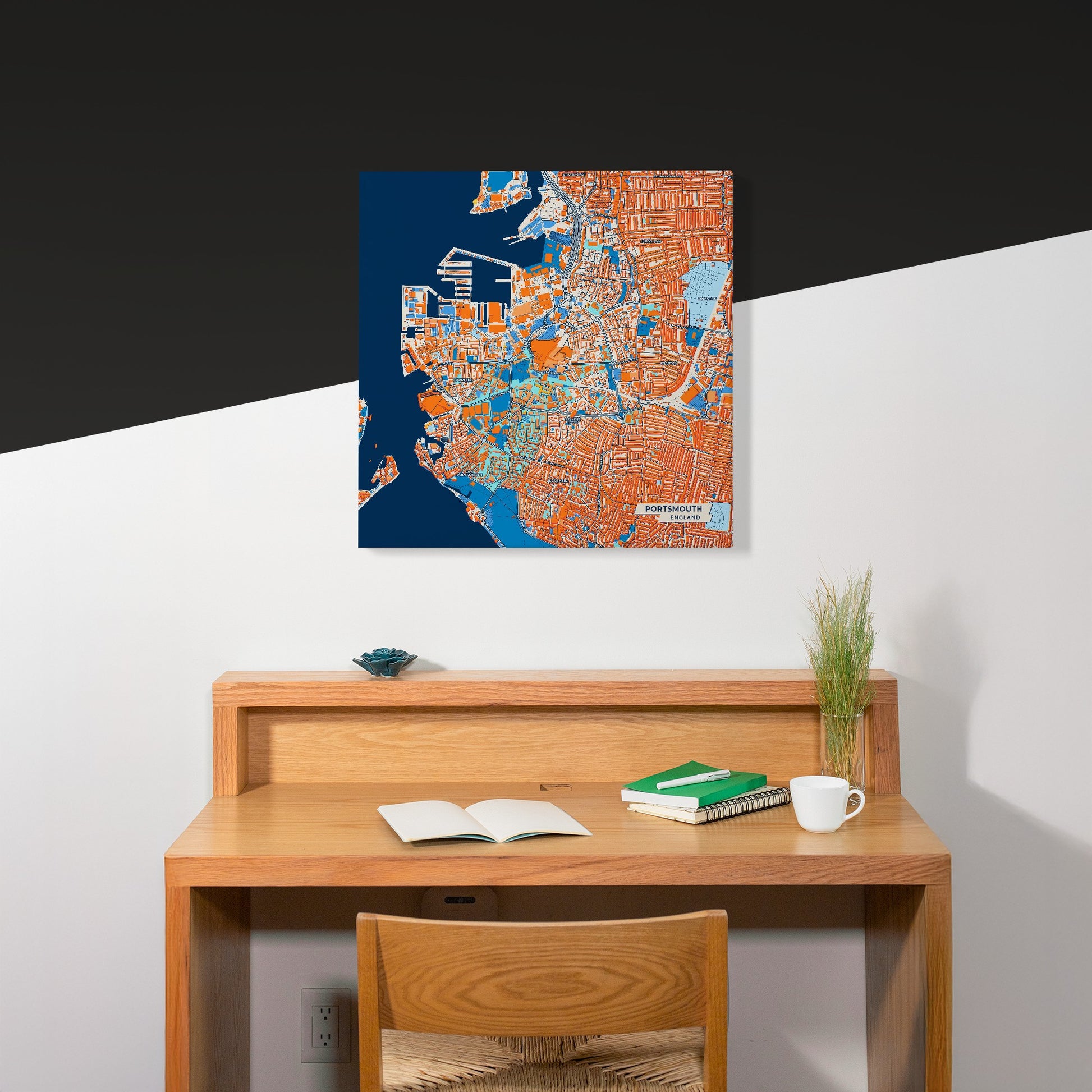 Portsmouth England Colorful City Map Canvas Print Scene