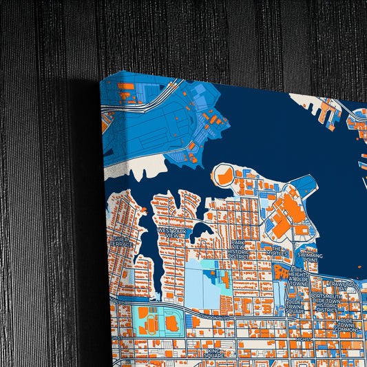 Portsmouth Virginia Colorful City Map Canvas Print Detail