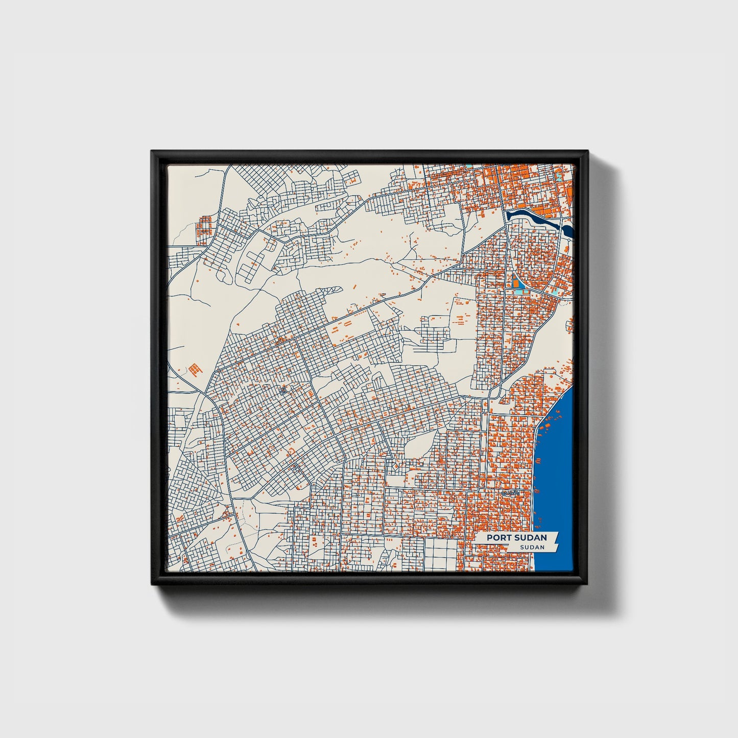 Port Sudan Sudan Colorful City Map Canvas Print • Black Framed