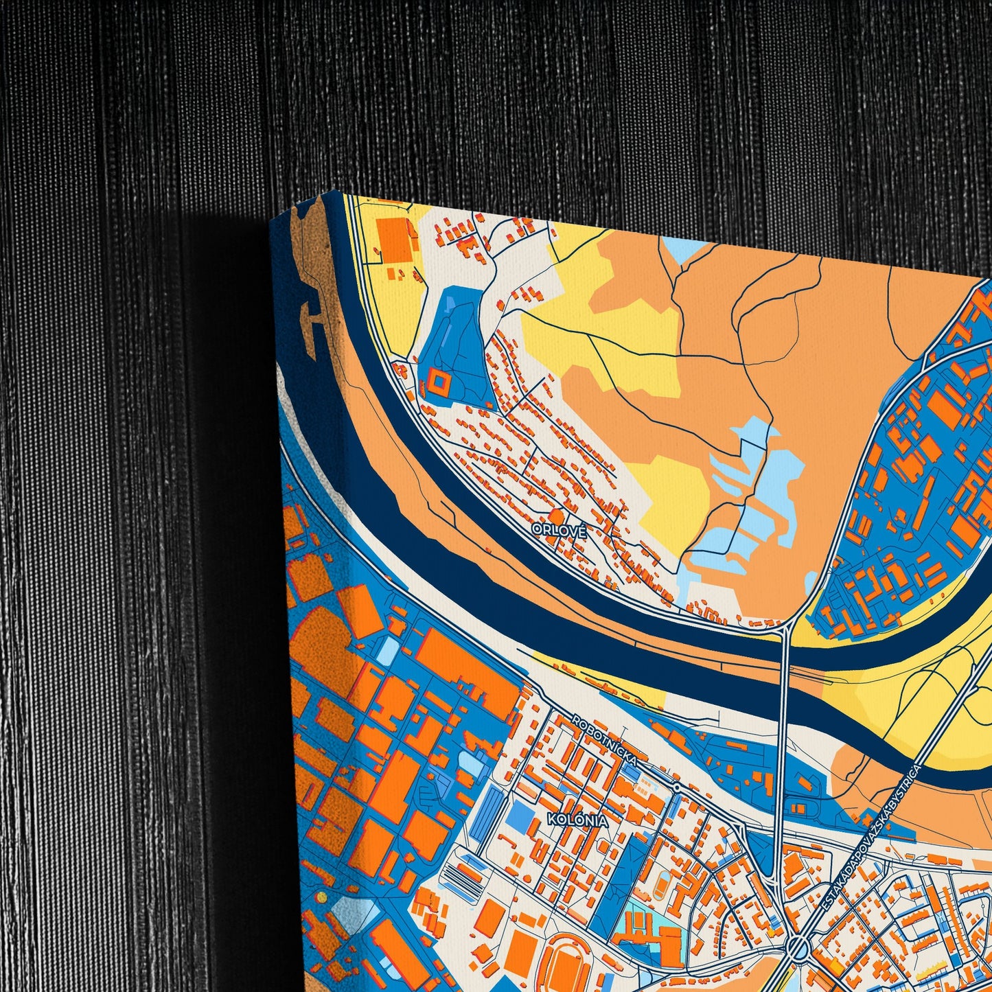 Považská Bystrica Slovakia Colorful City Map Canvas Print Detail
