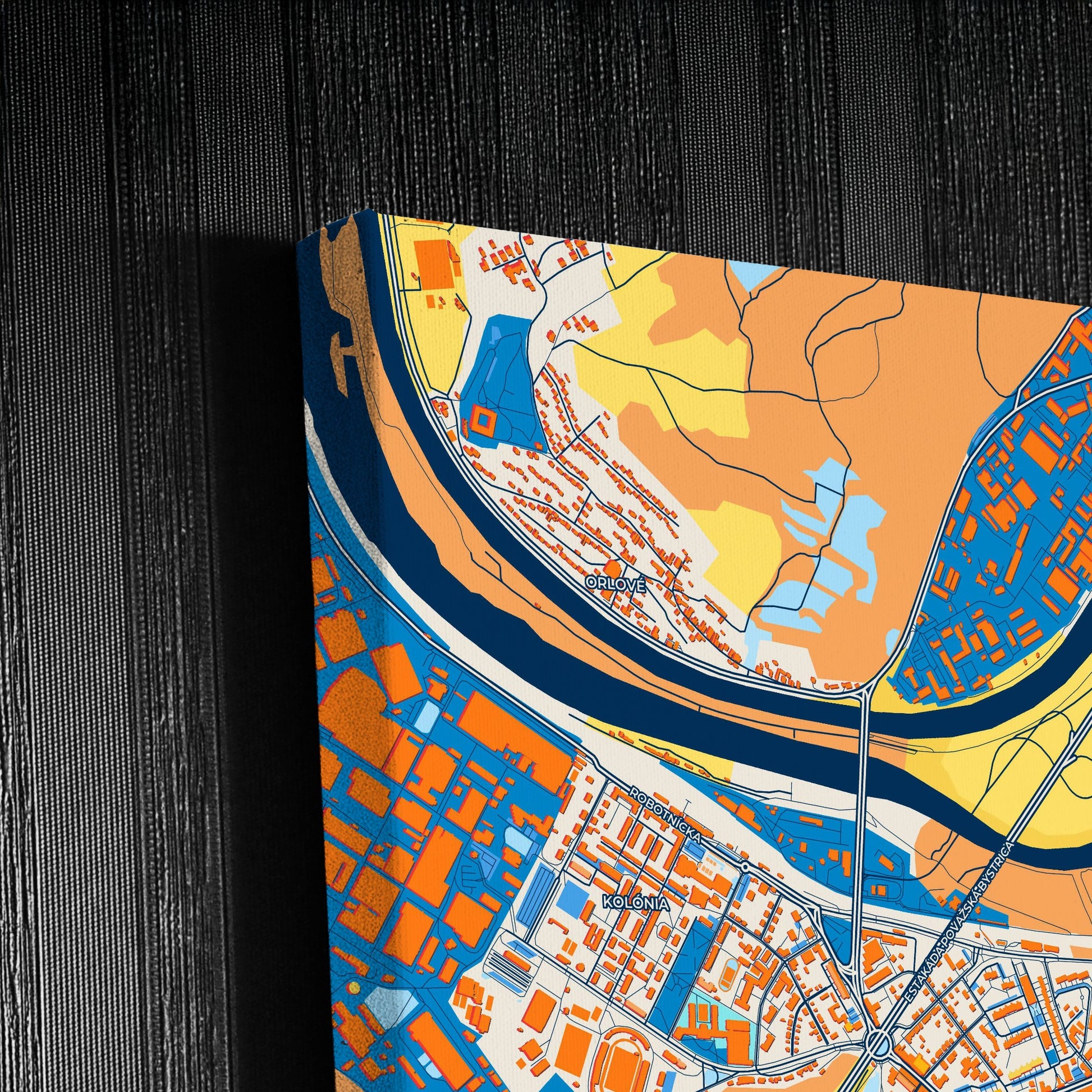 Považská Bystrica Slovakia Colorful City Map Canvas Print Detail