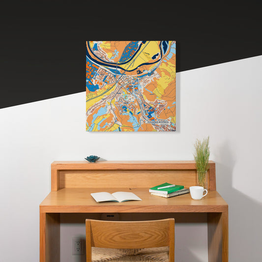 Považská Bystrica Slovakia Colorful City Map Canvas Print Scene