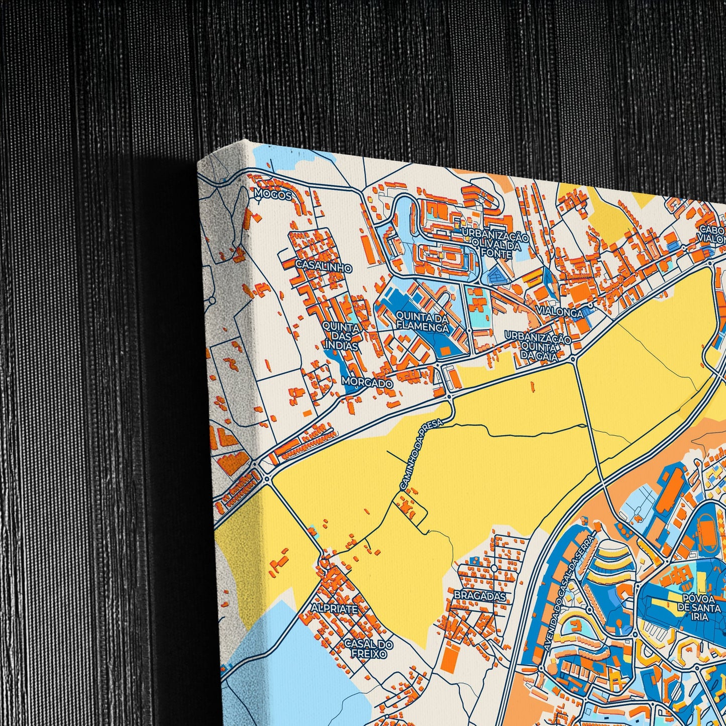 Póvoa De Santa Iria Portugal Colorful City Map Canvas Print Detail