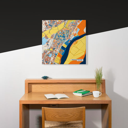 Póvoa De Santa Iria Portugal Colorful City Map Canvas Print Scene