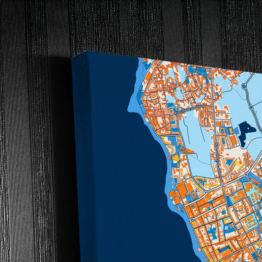 Póvoa De Varzim Portugal Colorful City Map Canvas Print Detail