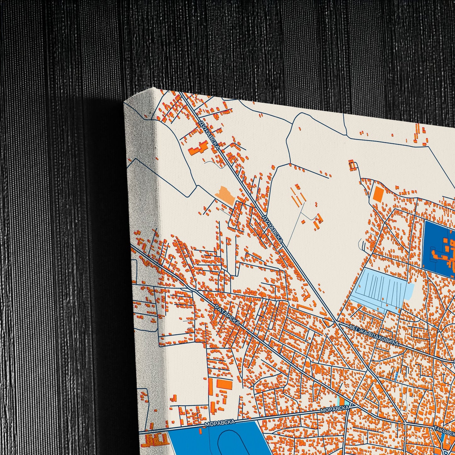 Пожаревац Serbia Colorful City Map Canvas Print Detail