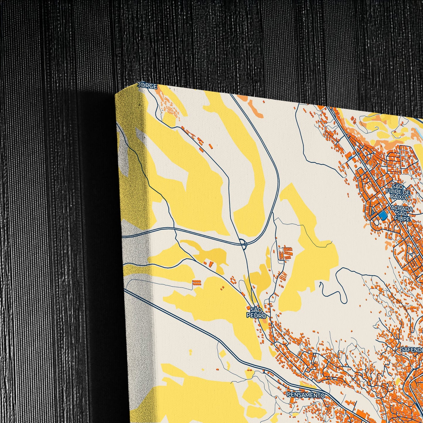 Praia Cape Verde Colorful City Map Canvas Print Detail