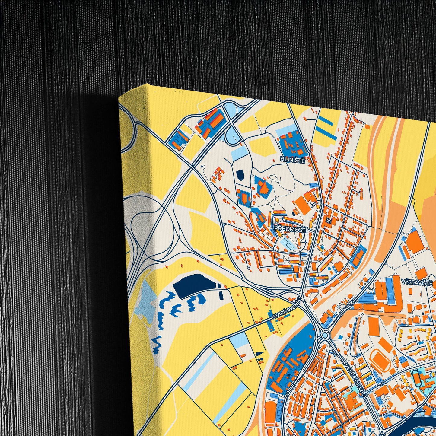 Přerov Czechia Colorful City Map Canvas Print Detail