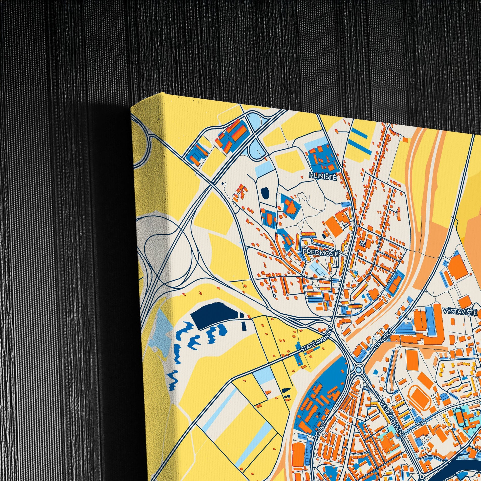 Přerov Czechia Colorful City Map Canvas Print Detail