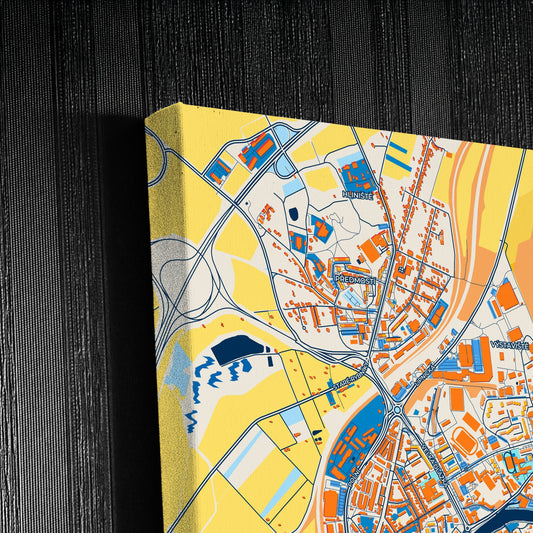 Přerov Czechia Colorful City Map Canvas Print Detail