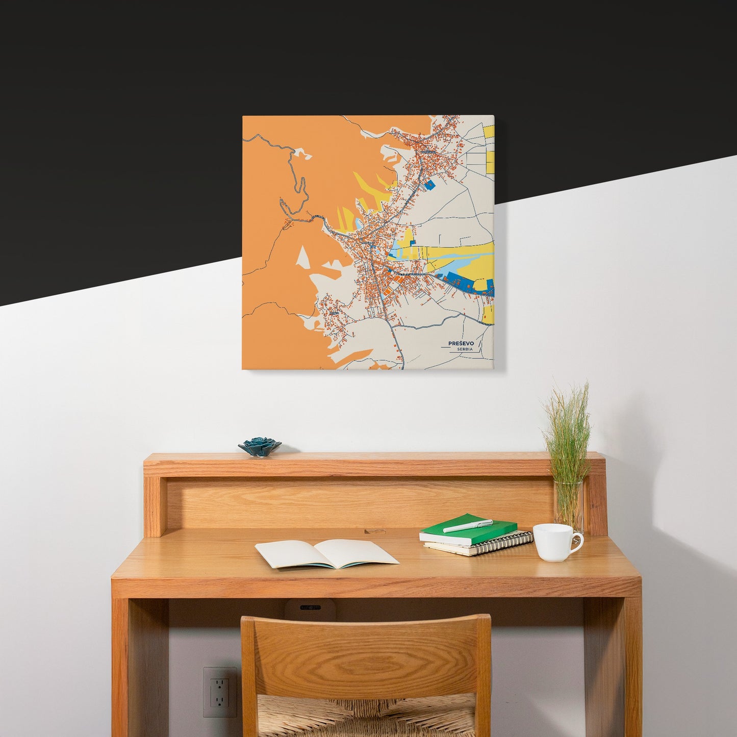 Прешево Serbia Colorful City Map Canvas Print Scene