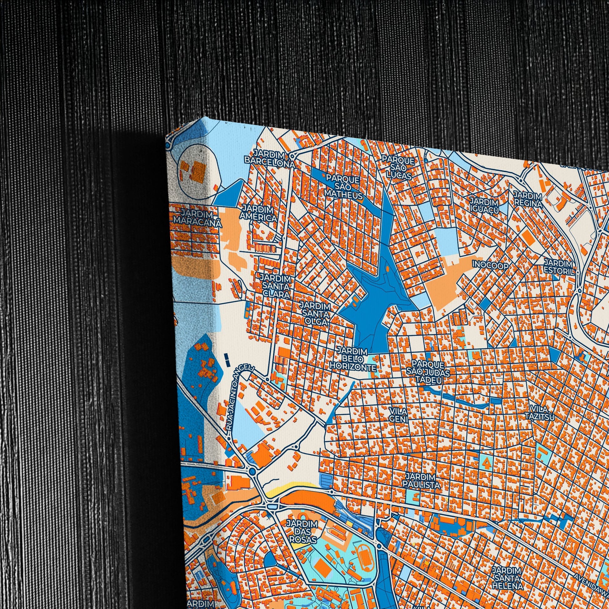Presidente Prudente Brazil Colorful City Map Canvas Print Detail