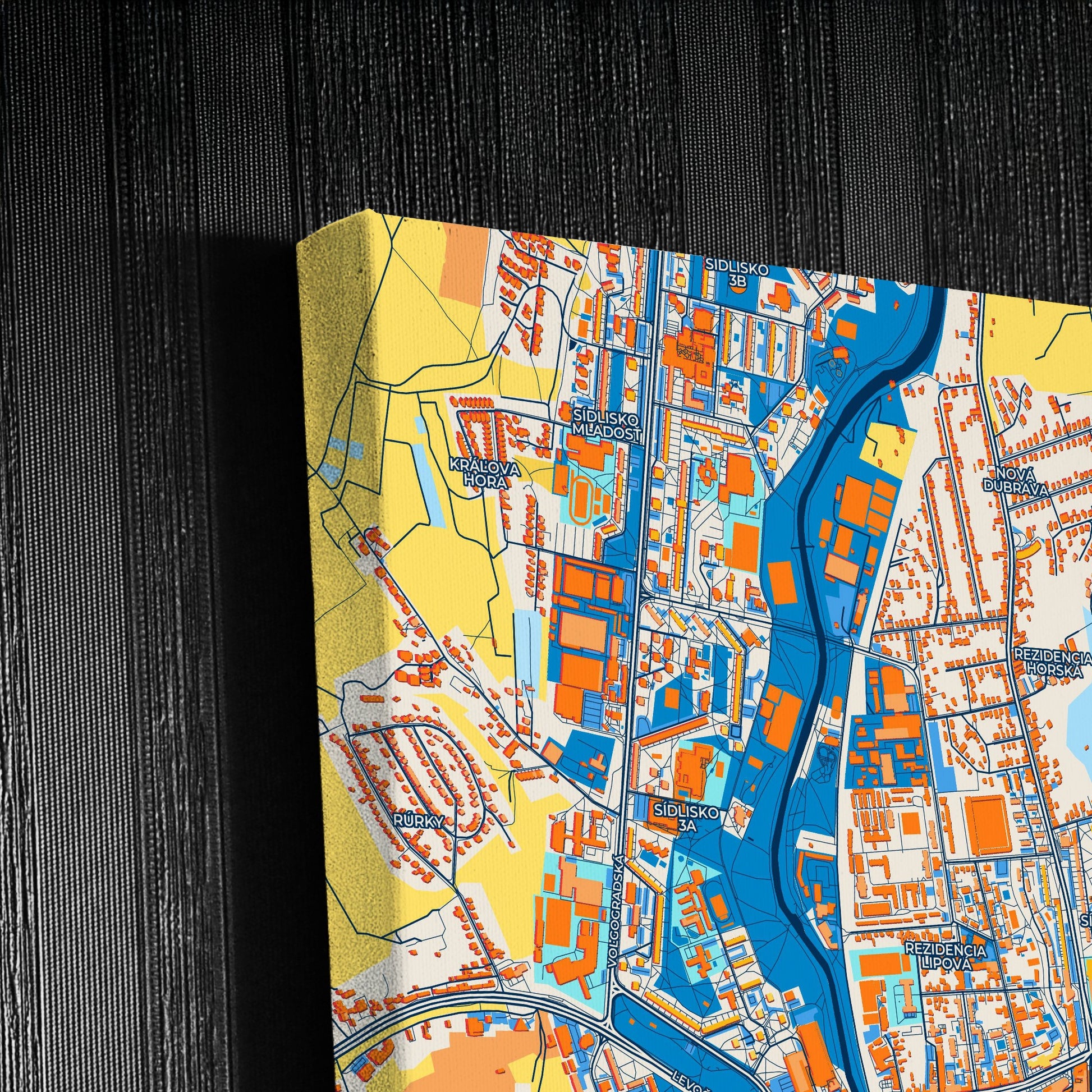 Prešov Slovakia Colorful City Map Canvas Print Detail