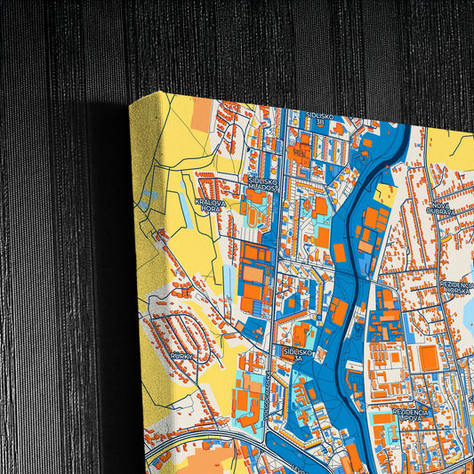 Prešov Slovakia Colorful City Map Canvas Print Detail