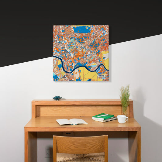 Preston England Colorful City Map Canvas Print Scene