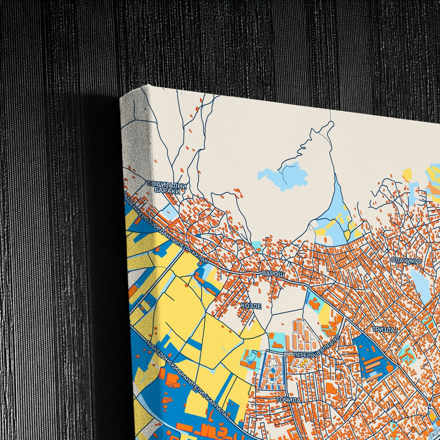 Prilep North Macedonia Colorful City Map Canvas Print Detail
