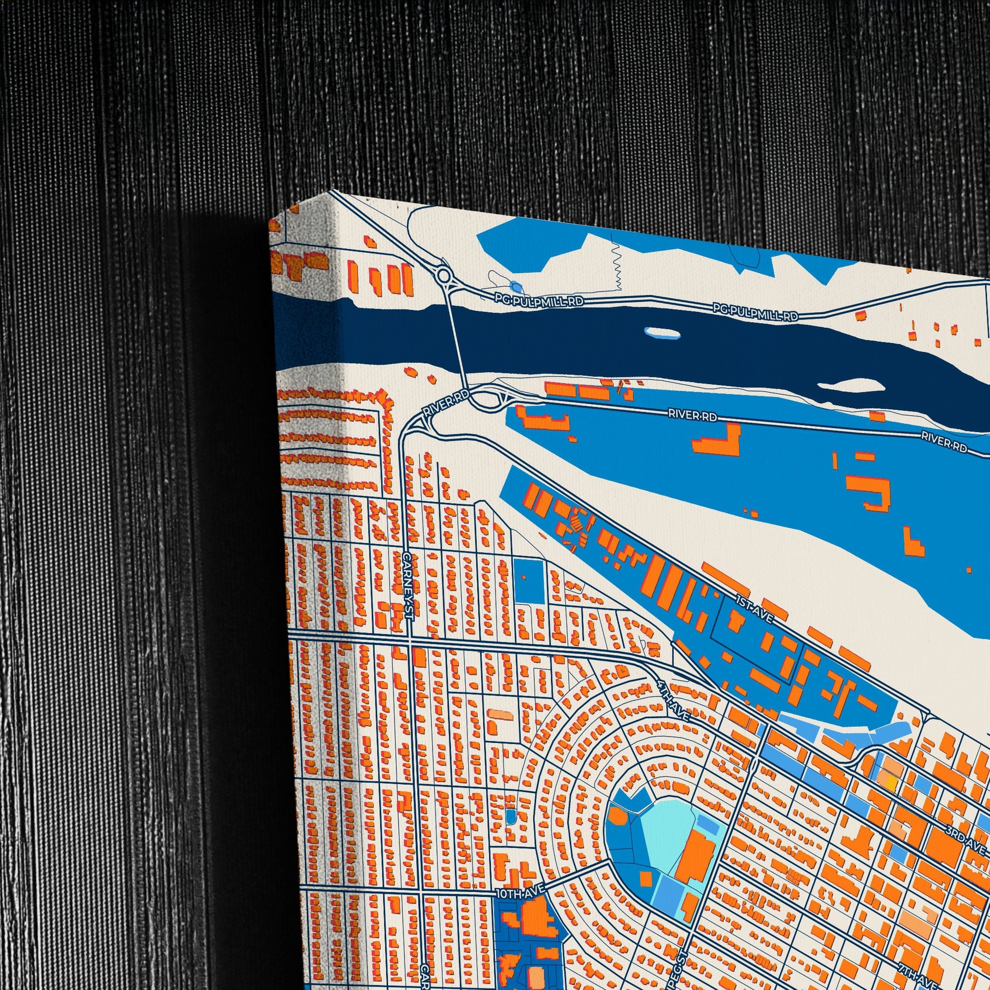 Prince George Canada Colorful City Map Canvas Print Detail