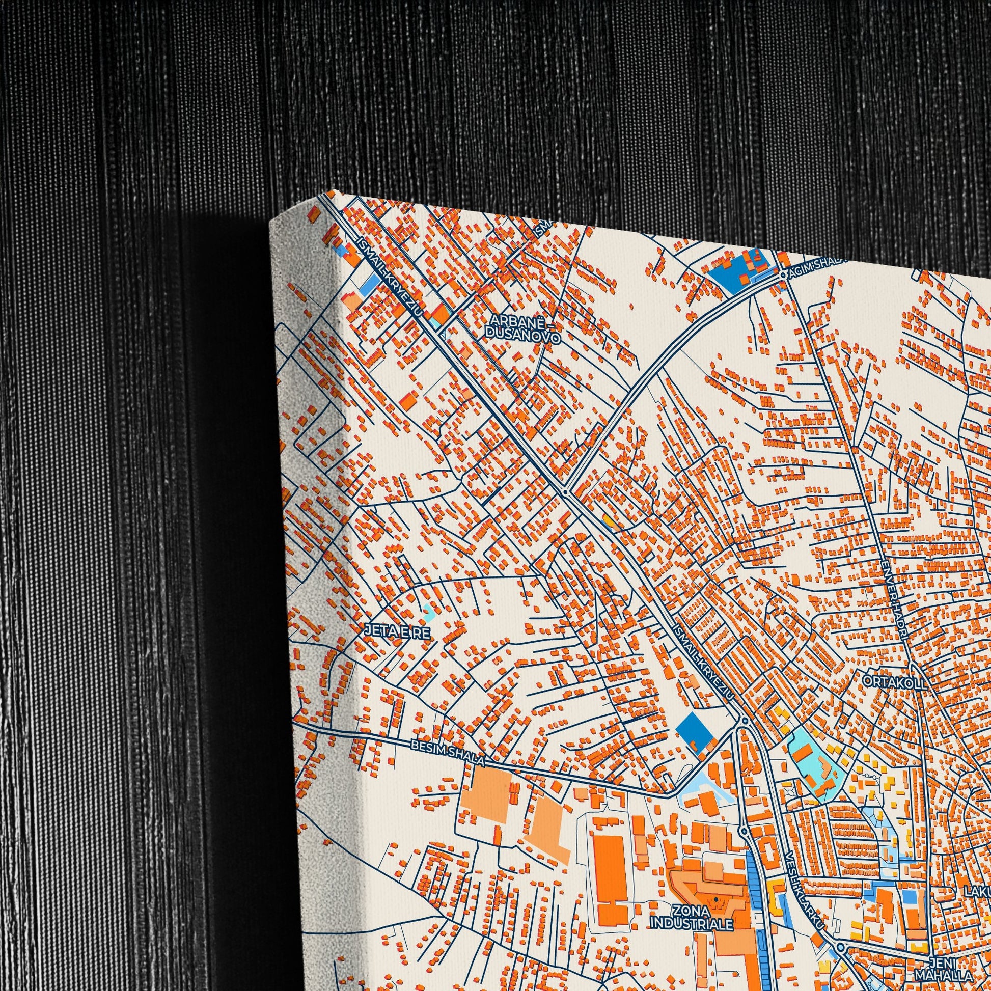Prizreni Kosovo Colorful City Map Canvas Print Detail