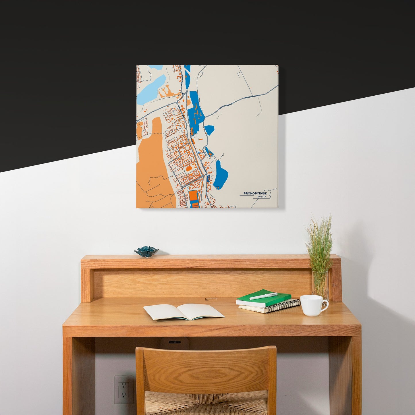 Прокопьевск Russia Colorful City Map Canvas Print Scene