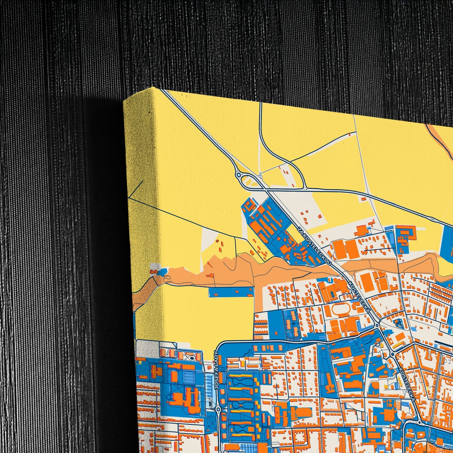 Prostějov Czechia Colorful City Map Canvas Print Detail